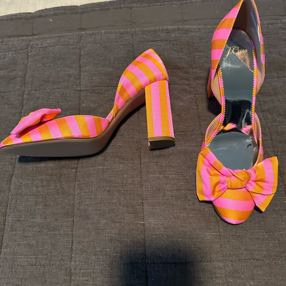 J. Crew Bell d'Orsay pumps in tie stripe - New Never Worn